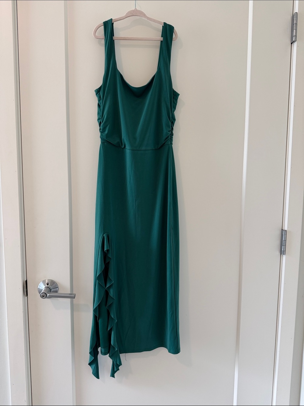 Emerald Green Sleeveless Cowl Neck Dress